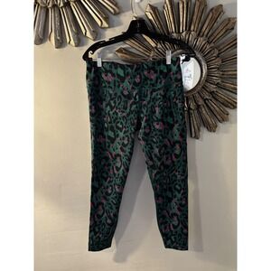 Sweaty Betty Power 7/8 Leggings Green Pink Leopard Print Womens Size 8